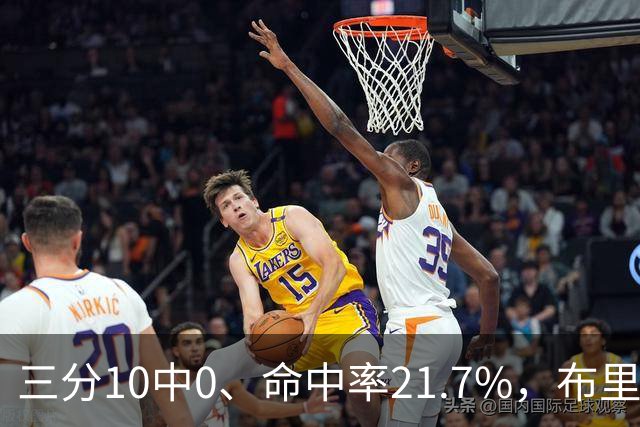 三分10中0、命中率21.7%，布里奇斯赛季场均仅3.3分